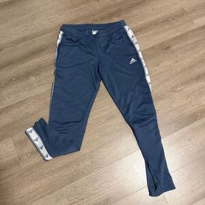 Adidas Women's Navy Joggers with White Stripes